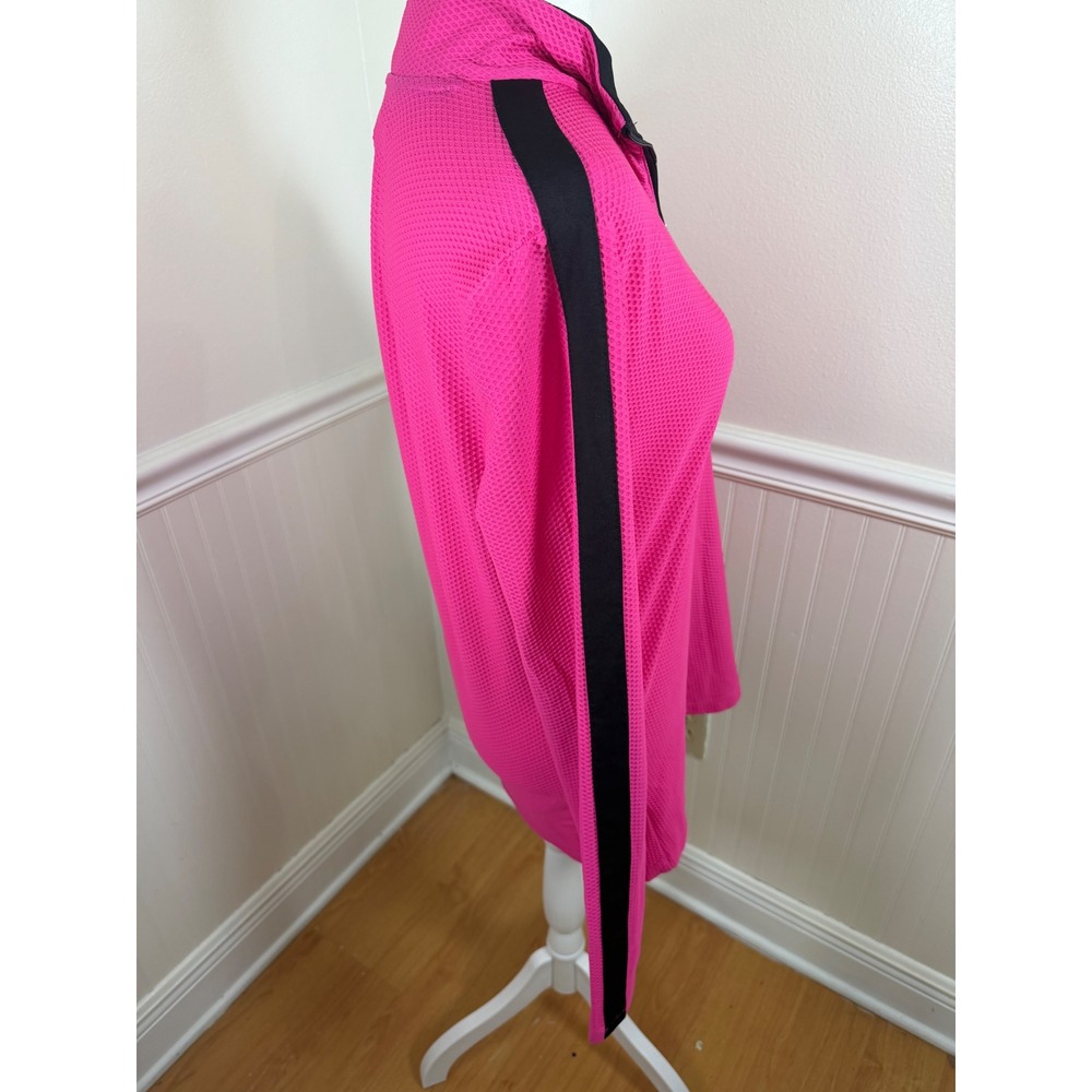 Lauren‎ Ralph Lauren Active Pullover Women Large Pink Quarter Zip Waffle Knit - Picture 2 of 10